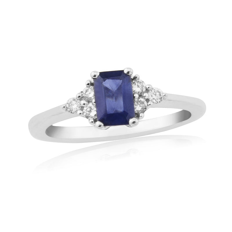 9ct White Gold Sapphire & Diamond Ring