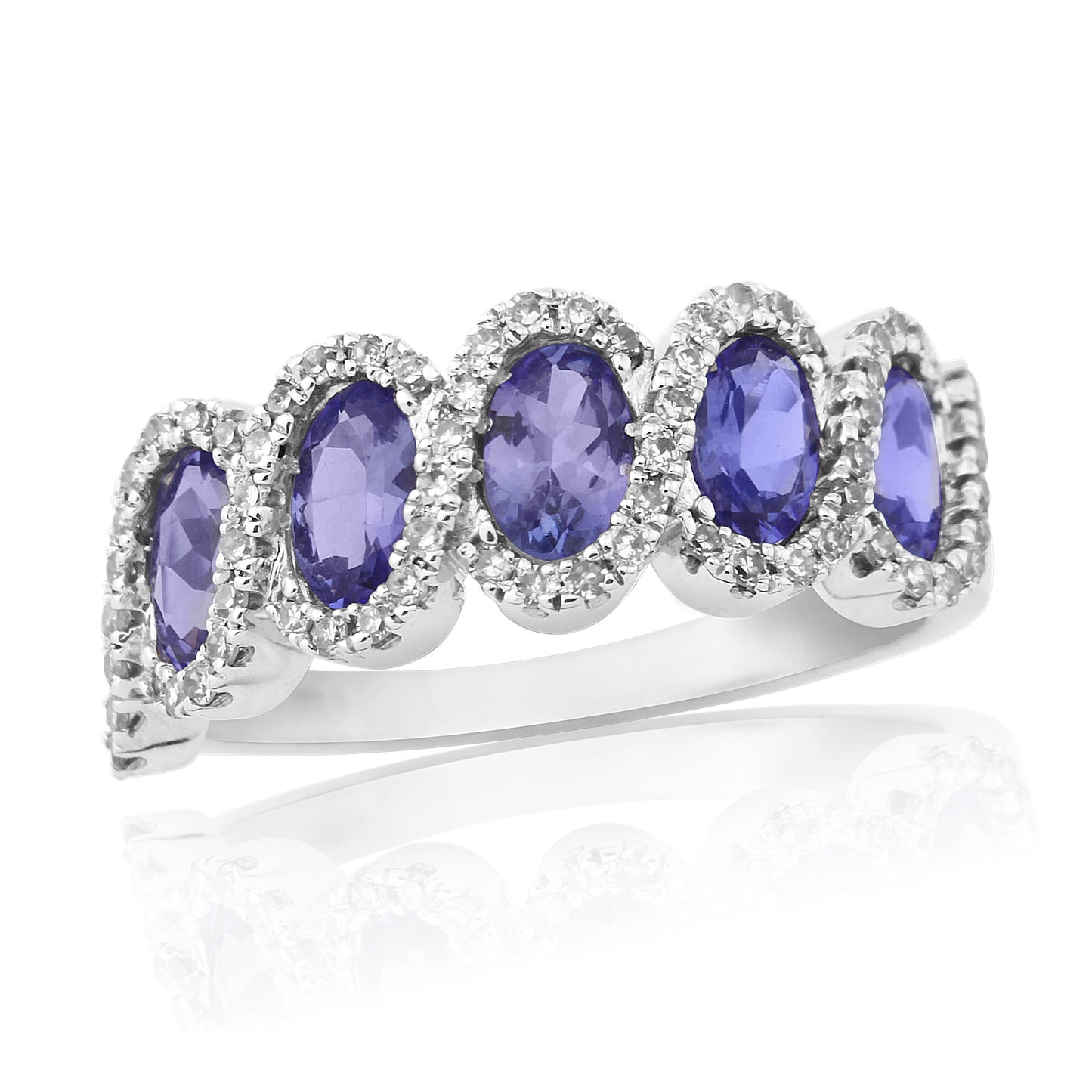 9ct White Gold Tanzanite & Diamond Ring - WG