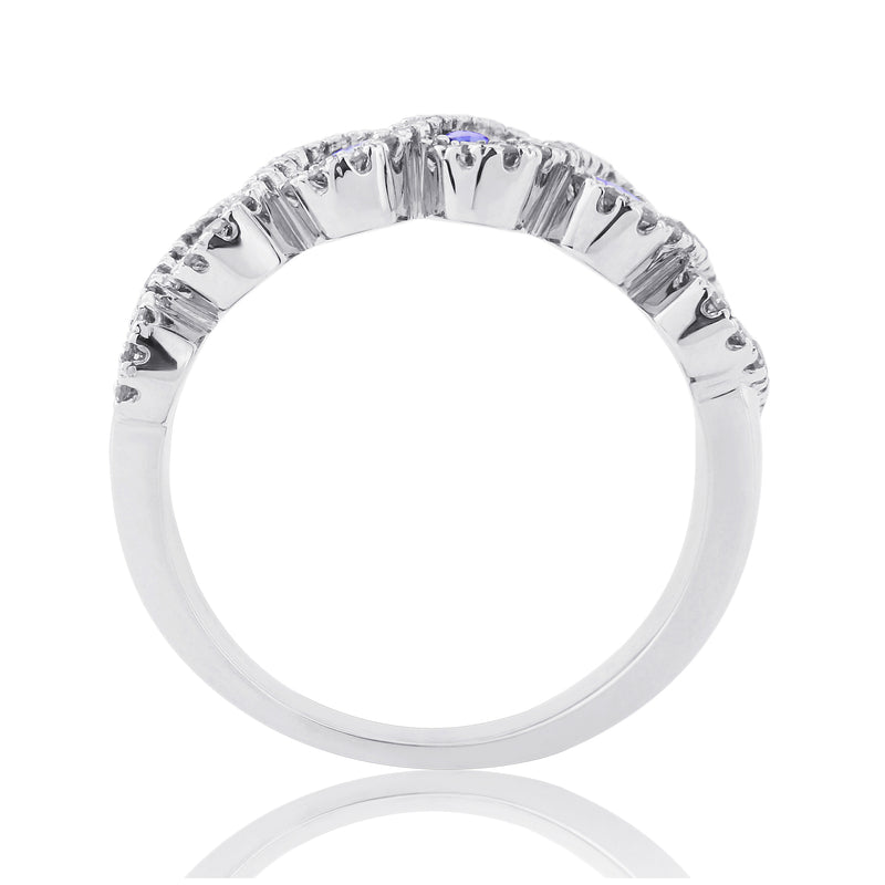 9ct White Gold Tanzanite & Diamond Ring - WG