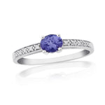 9ct White Gold Tanzanite & Diamond Ring