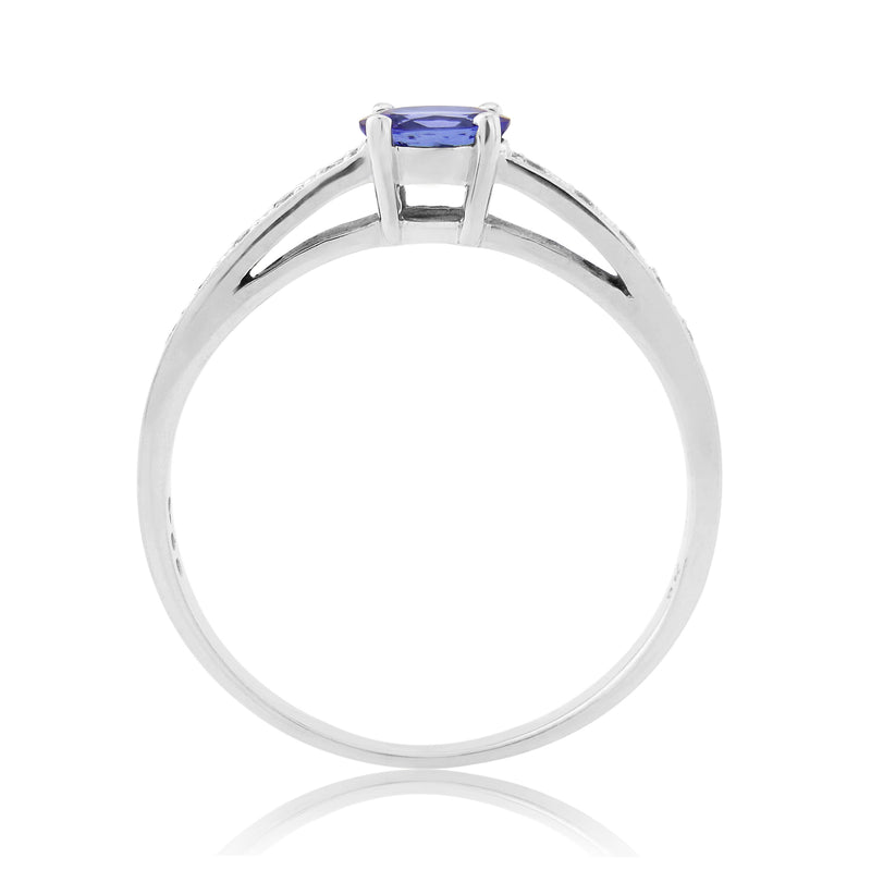 9ct White Gold Tanzanite & Diamond Ring