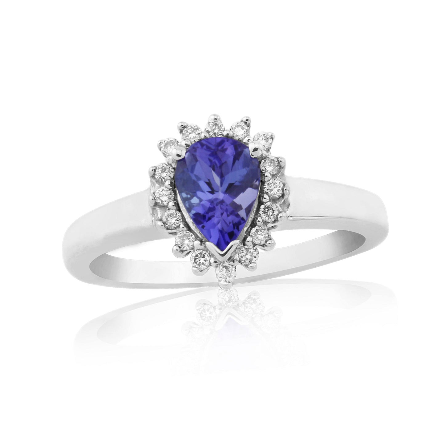 9ct White Gold Tanzanite & Diamond Ring - WG Tan