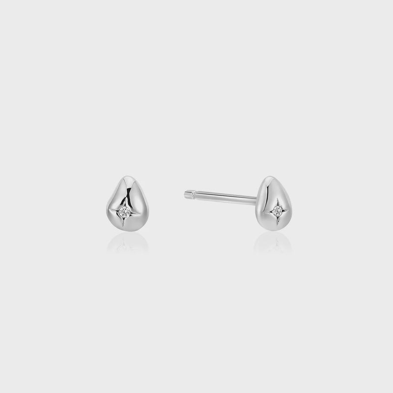 ANIA HAIE Silver Pebble Sparkle Stud Earrings E043-05H