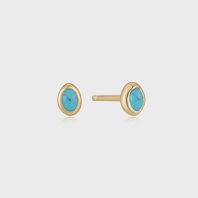 ANIA HAIE Gold Turquoise Wave Stud Earrings E044-01G