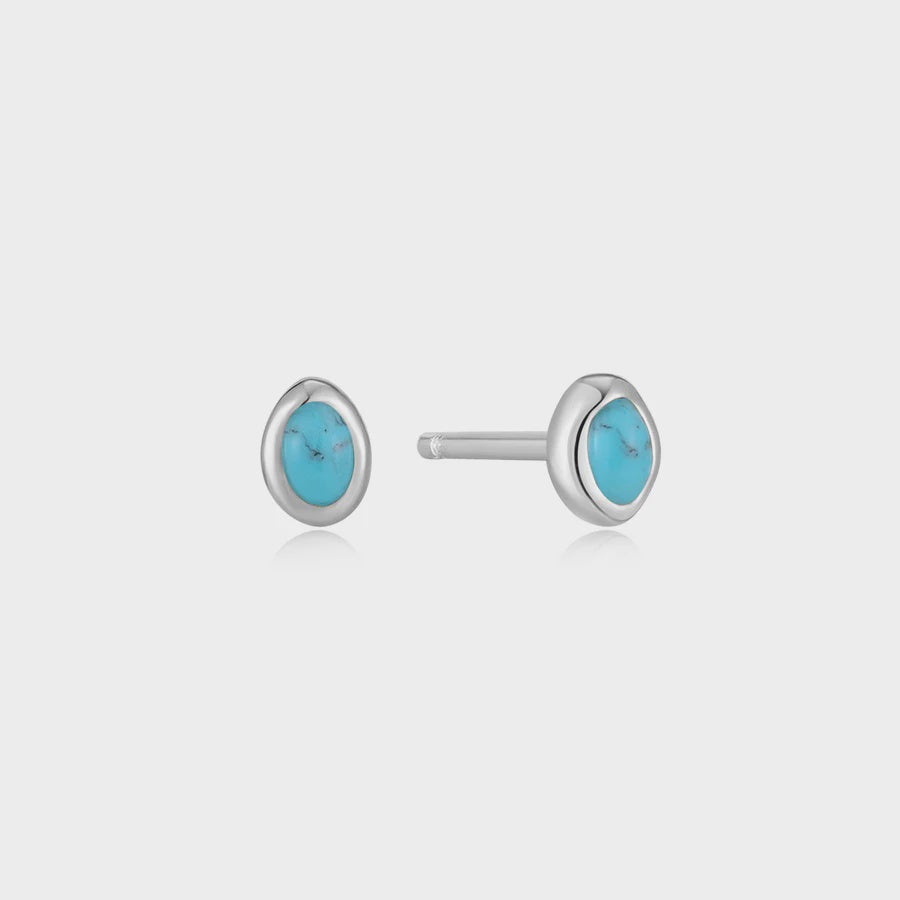 ANIA HAIE Silver Turquoise Wave Stud Earrings E044-01H