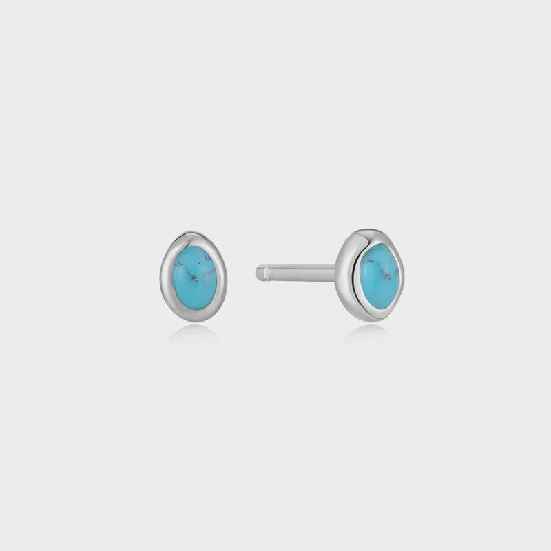 ANIA HAIE Silver Turquoise Wave Stud Earrings E044-01H