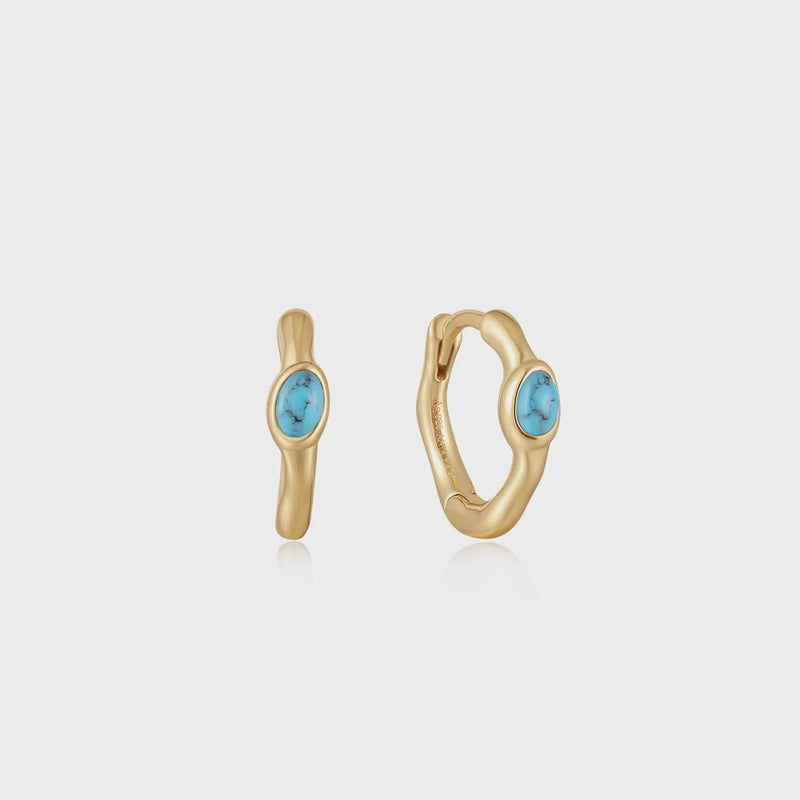 ANIA HAIE Gold Turquoise Wave Huggie Hoop Earrings E044-02G