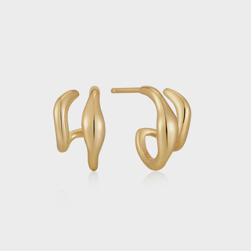 ANNIA HAIE Gold Wave Double Hoop Stud Earrings E044-04G