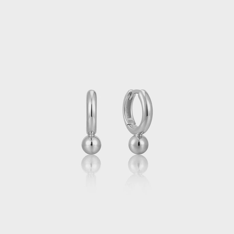 ANIA HAIE Silver Orb Drop Huggie Hoop Earrings E045-02H