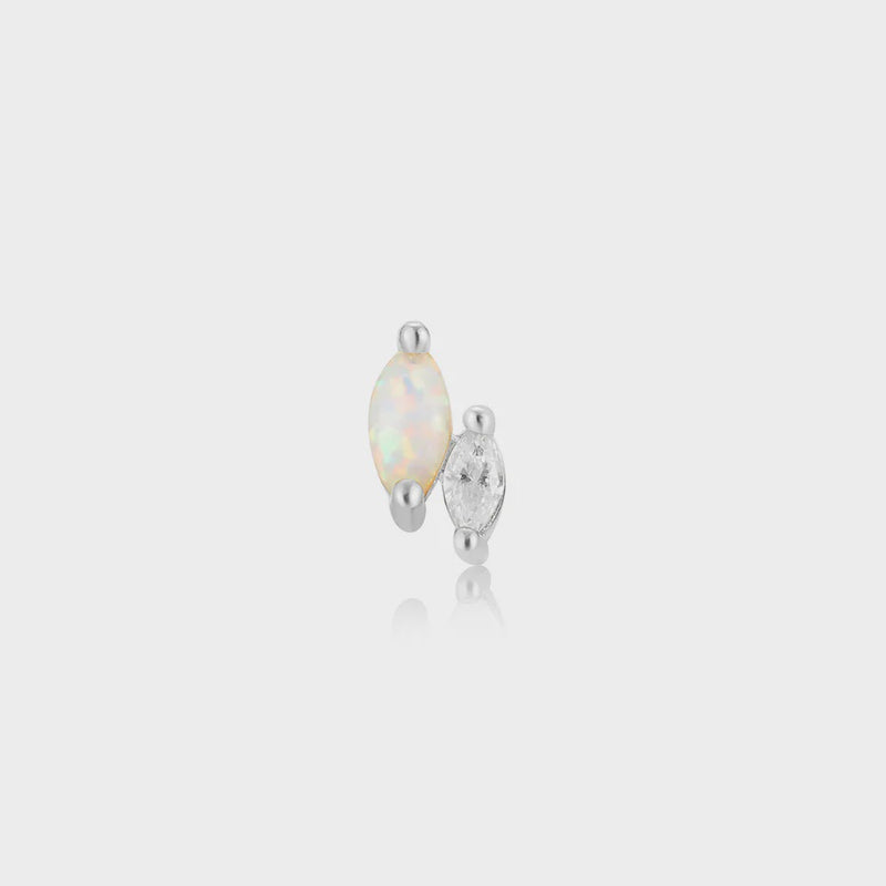 ANIA HAIE Silver Kyoto Opal and Sparkle Marquise Barbell Single Earring E047-07H