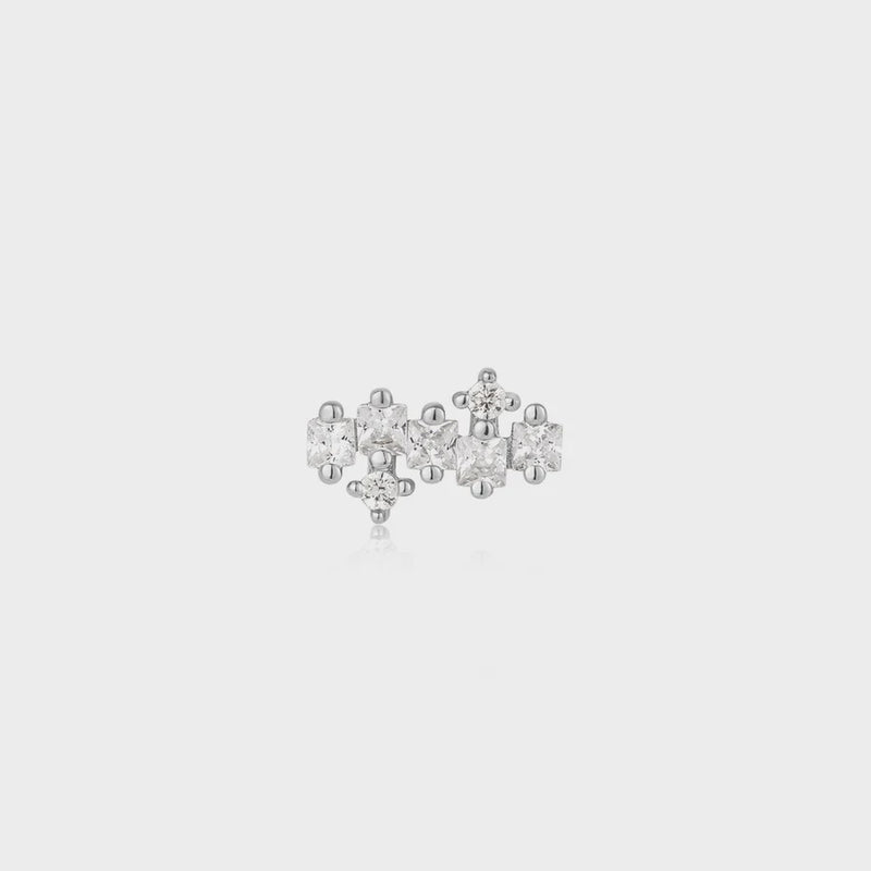 ANIA HAIE Silver Sparkle Cluster Climber Barbell Single Earring E047-12H