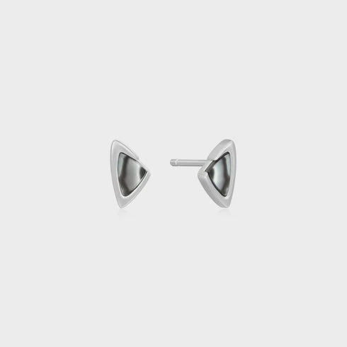 Ania Haie Silver Arrow Black Mother of Pearl Stud Earrings E049-01H
