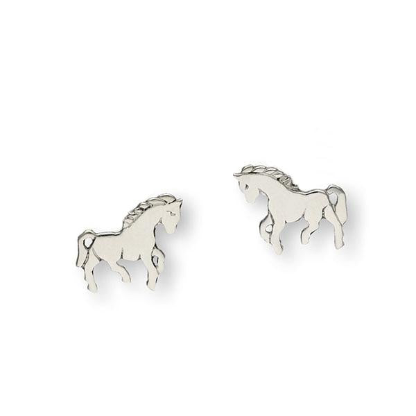 Ortak Silver Wildlife Horse Earrings E124