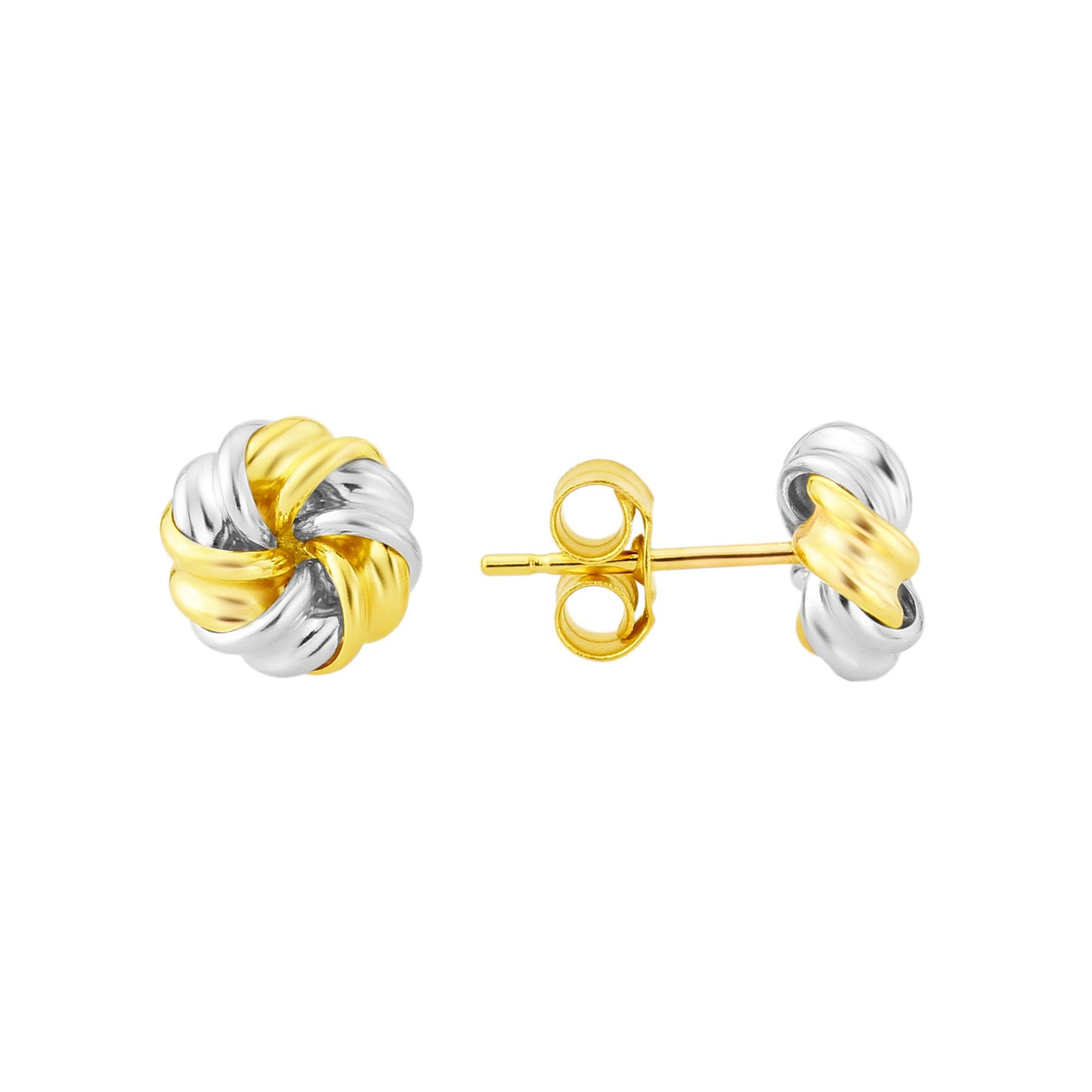 9ct two tone Gold Knot Stud Earrings