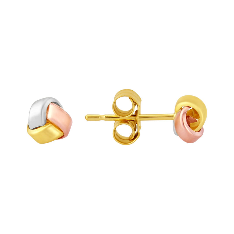 9ct Gold Three Tone Knot Earrings