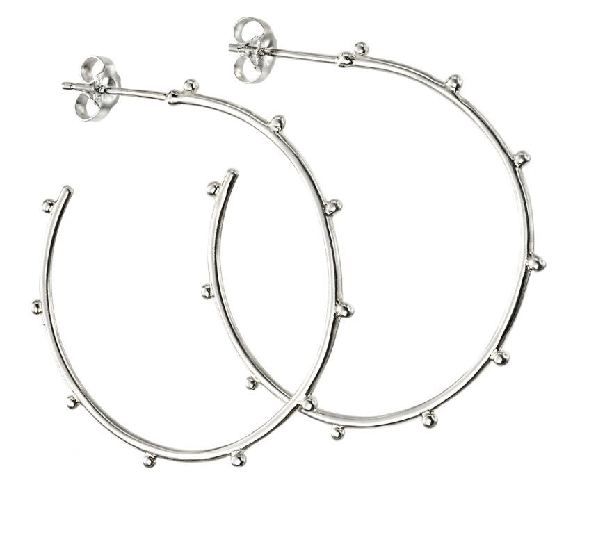 Silver Studded Hoop Earrings