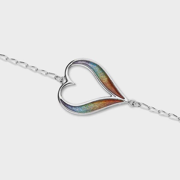 Ortak Astin Silver Heart with rainbow enamel Bracelet EBL118