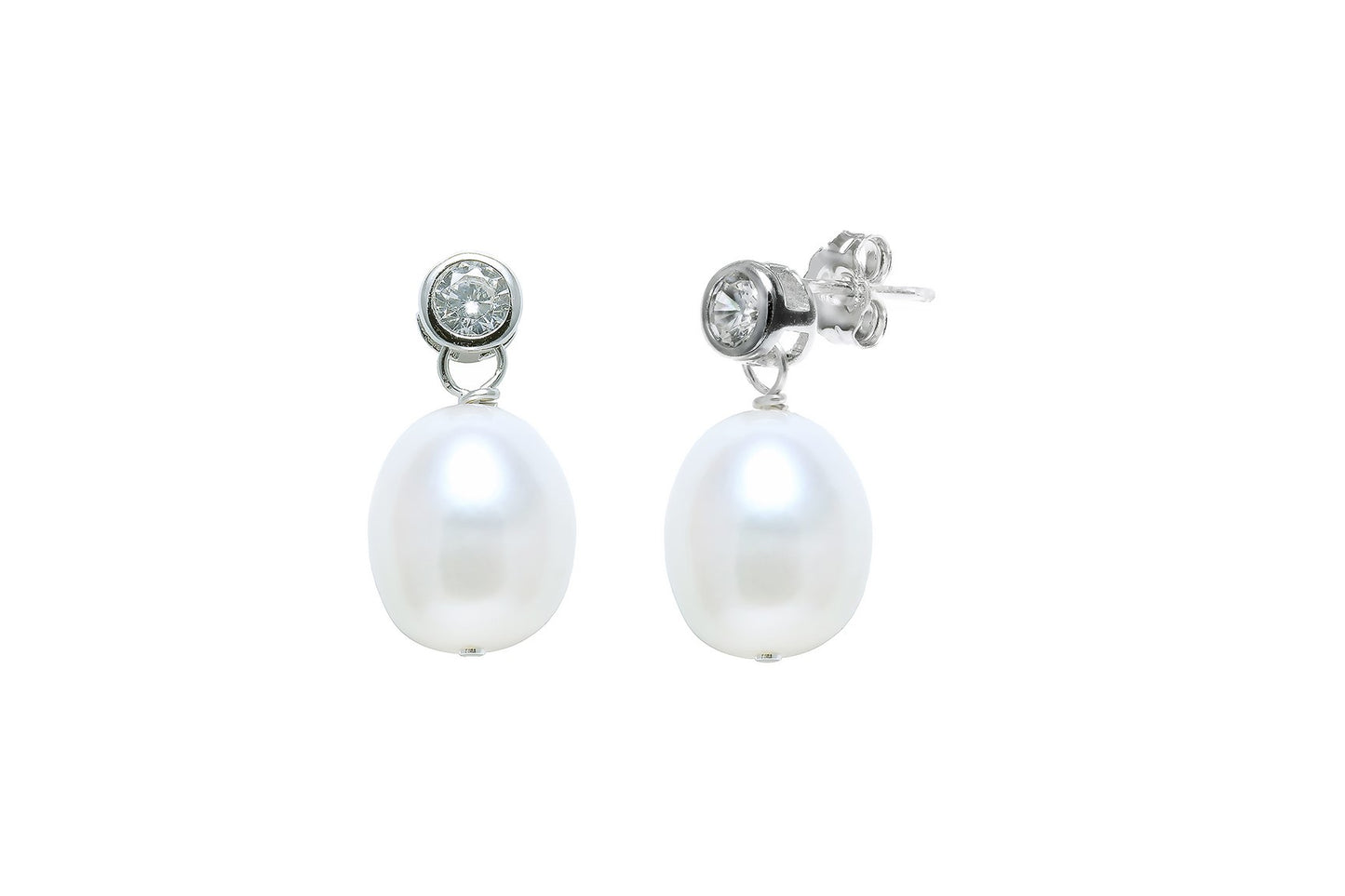 Sterling Silver Cubic Zirconia Pearl Drop Earrings