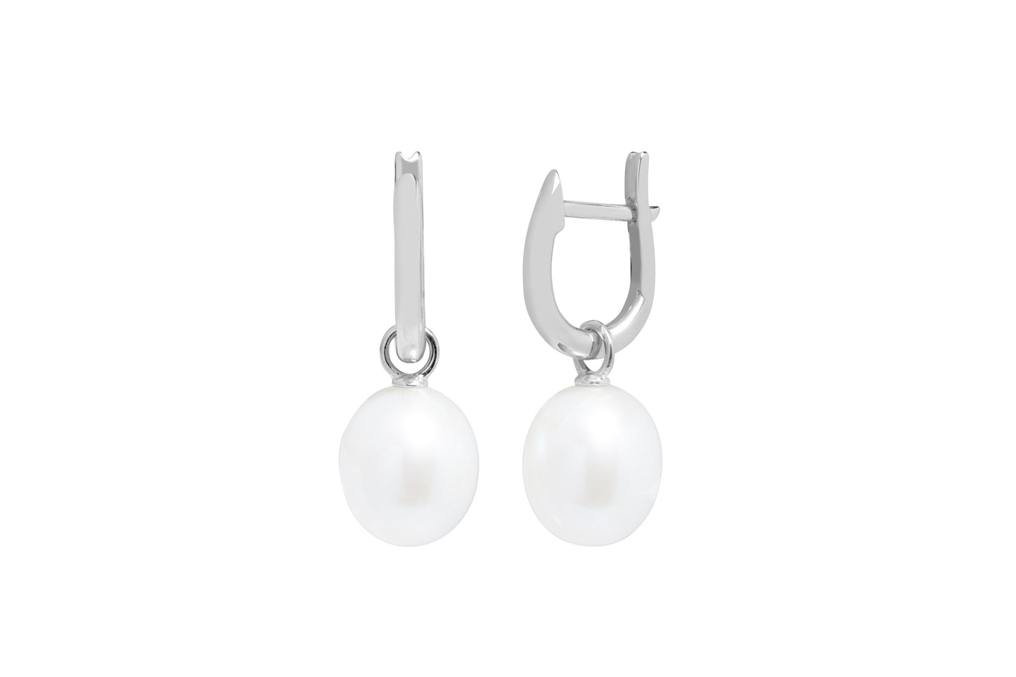 Teardrop Cultured River Pearl 9-10mm Huggie Drop Earrings ED306SILLGEWTD