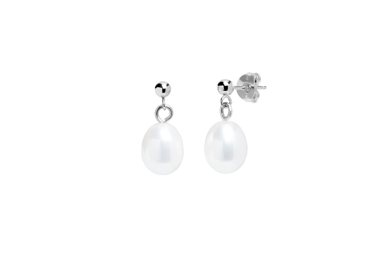 White Teardrop Cultured River Pearl Drop Earrings ED900SILW