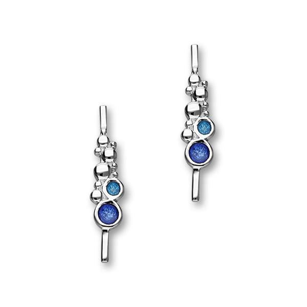 Ortak Dröfn Sterling Silver & Blue Enamel Bar Drop Earrings, EE627