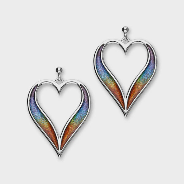 Ortak Astin Silver Drop Heart Earrings rainbow enamel EE630 wires