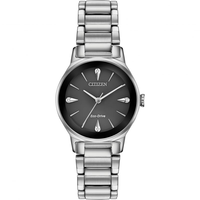 Citizen Ladies Axiom Diamond Eco-Drive Watch Black EM0730-57E