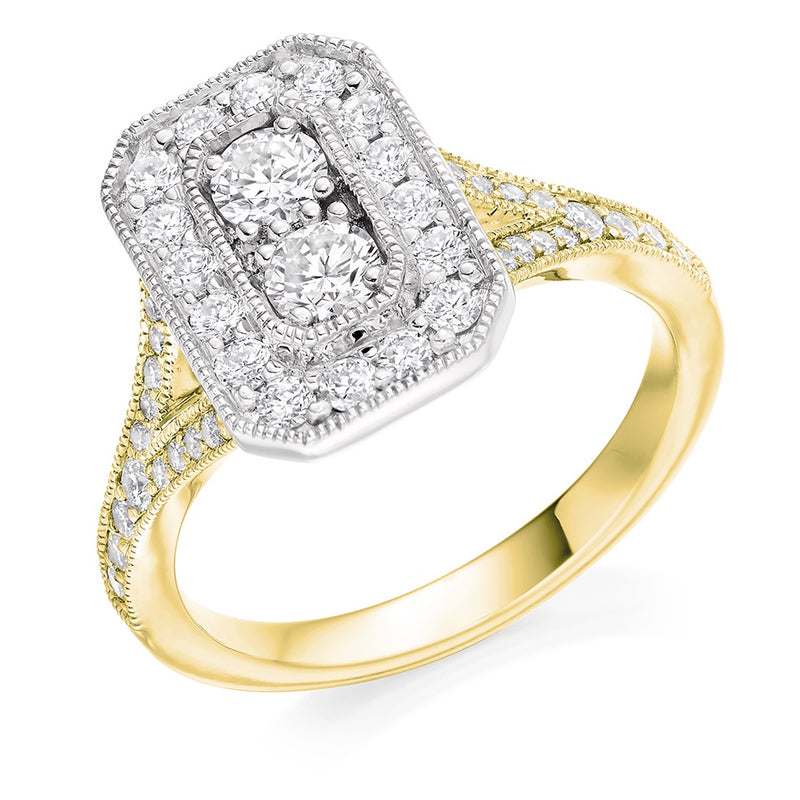 18ct Gold Diamond Vintage Style Cluster Ring - ENG20284