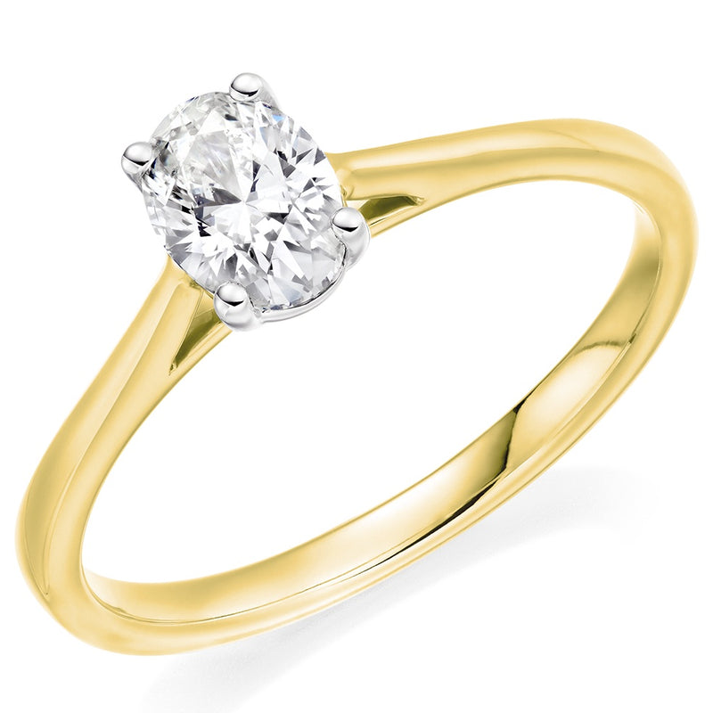 Yellow Gold Oval Cut Diamond Solitaire Ring 0.50ct - ENG24707
