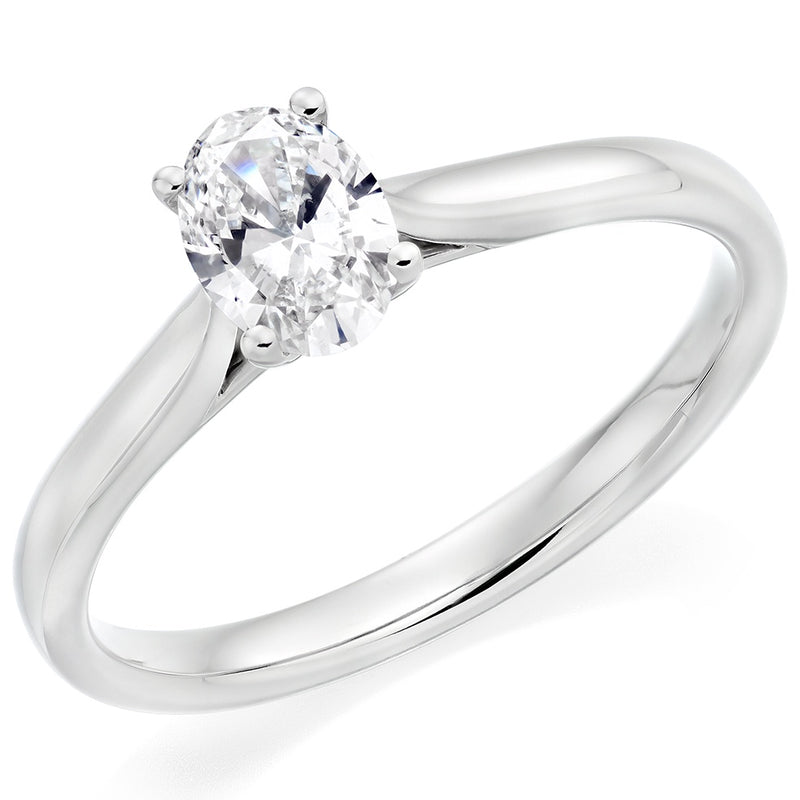 Platinum Solitaire Diamond Ring Oval Cut 0.60ct F/SI1 - ENG36626