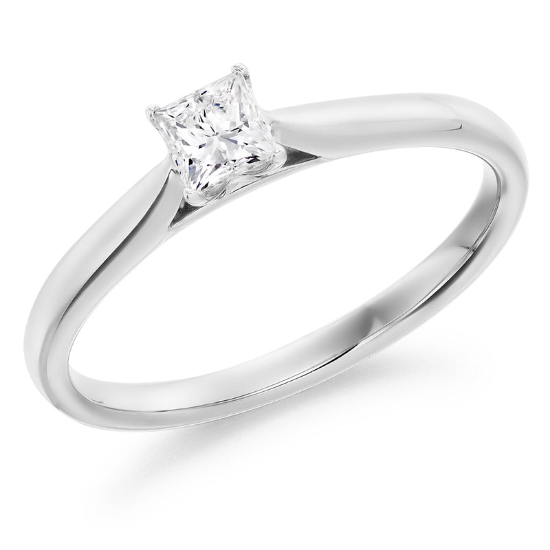 Platinum Princess Cut Solitaire Diamond Ring 0.23ct E VS1