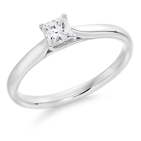 Platinum Princess Cut Solitaire Diamond Ring 0.30ct F VS1 - ENG29443