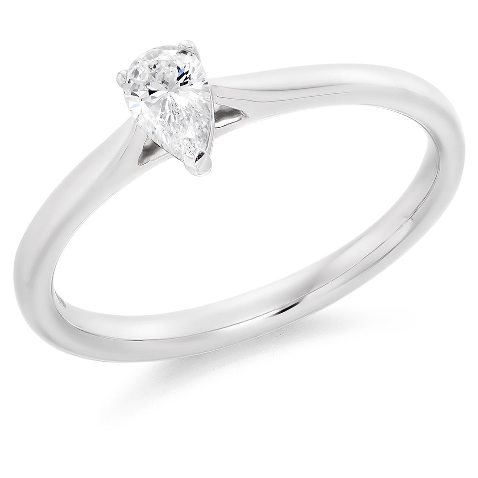 Platinum Pear Cut Solitaire Diamond Ring 0.23ct F VS1