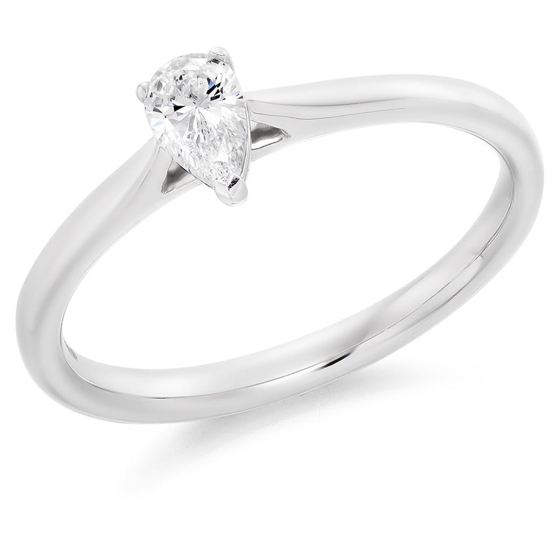 Platinum Pear Cut Solitaire Diamond Ring 0.23ct F/VS1 - ENG31424