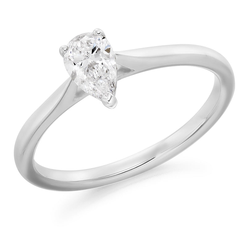 Platinum Pear Cut Solitaire Diamond Ring 0.40ct F/SI1 - ENG31426