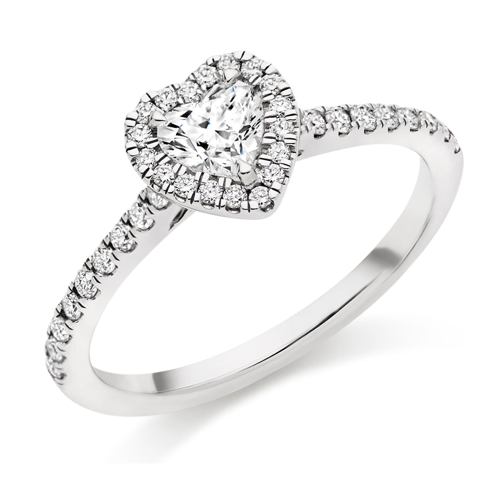 Platinum Diamond Heart Cut Halo Ring - Halo Platinum