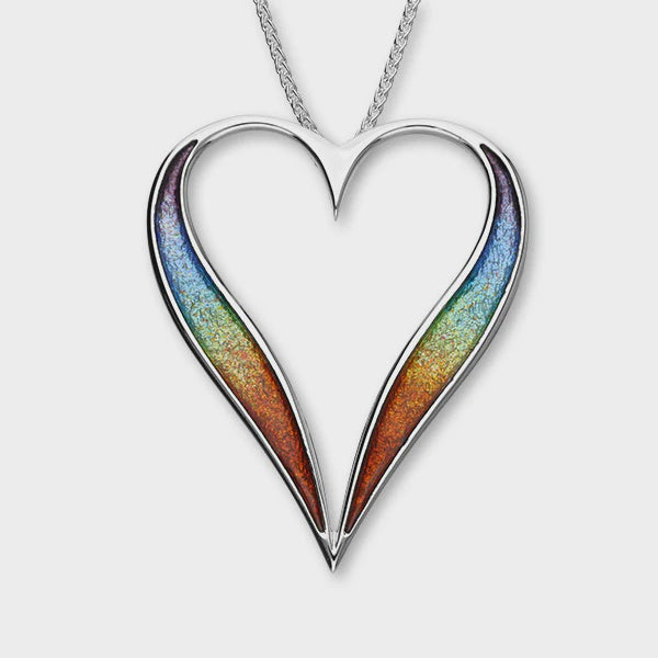 Ortak Astin Silver Heart Pendant with Rainbow enamel EP486 chain