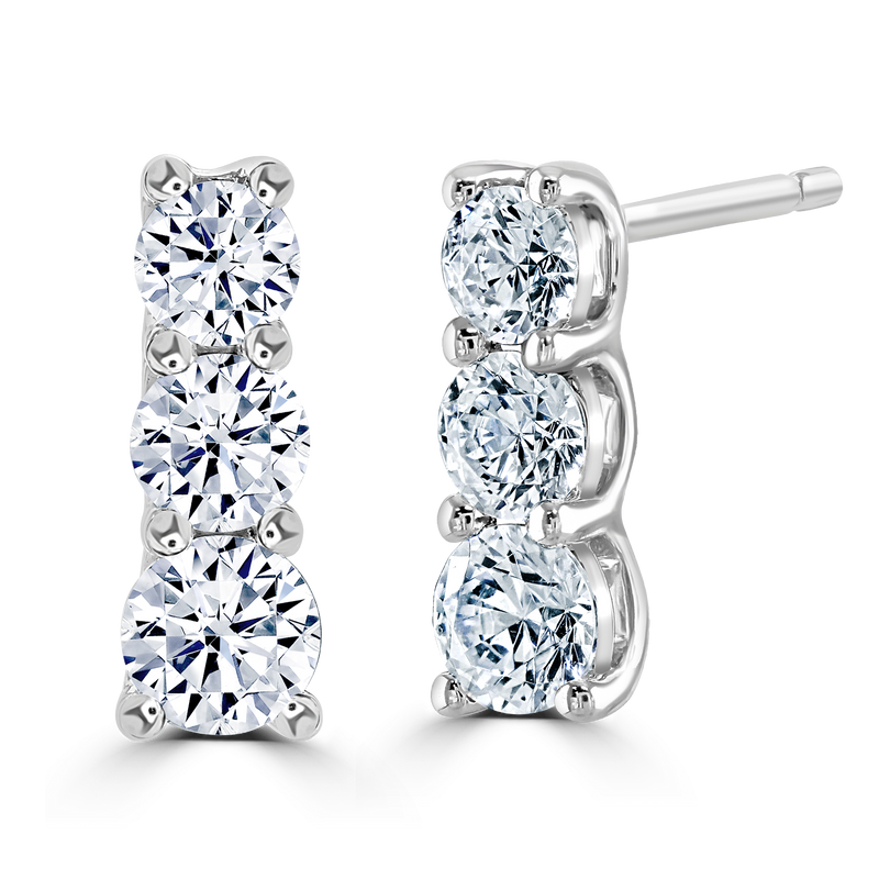 Platinum Lab Grown Trilogy Diamond Earrings 1.42ct