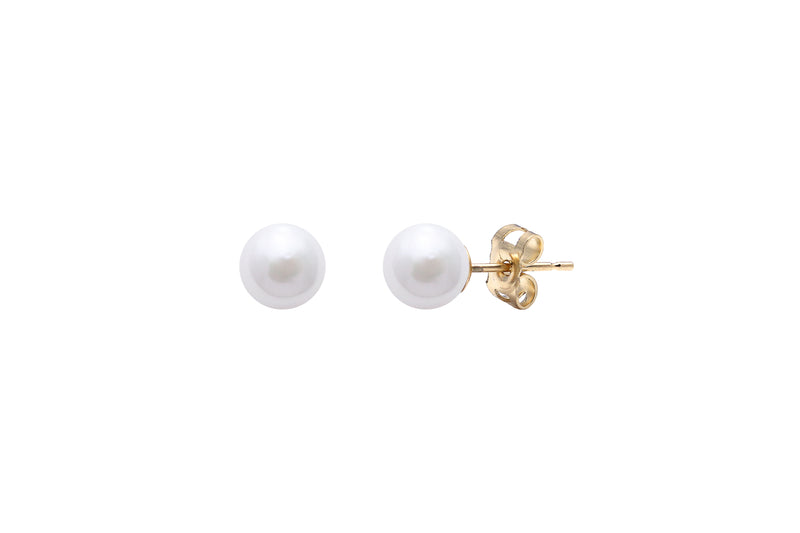 White Cultured Akoya Stud Earrings 4.5-5mm 9ct Yellow Gold ESCPYG4.5W