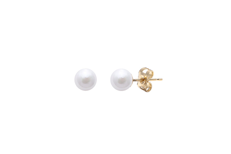 White Cultured Akoya Stud Earrings 4-4.5mm 9ct Yellow Gold ESCPYG4W