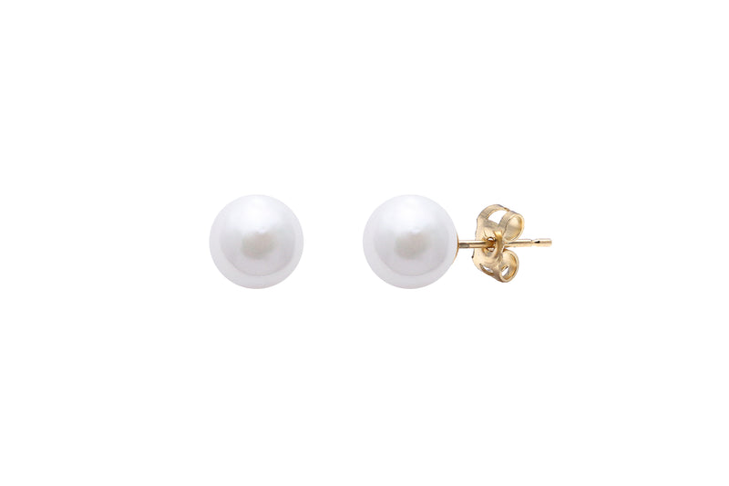 White Cultered Akoya Stud Earrings 5.5-6mm 9ct Yellow Gold ESCPYG5.5W