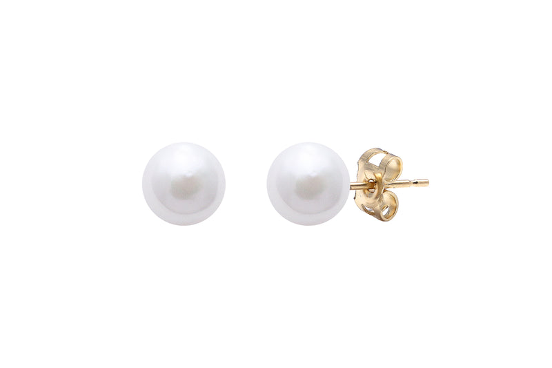 White Cultured Akoya Stud Earrings 6.5-7mm 9ct Yellow Gold ESCPYG6.5W