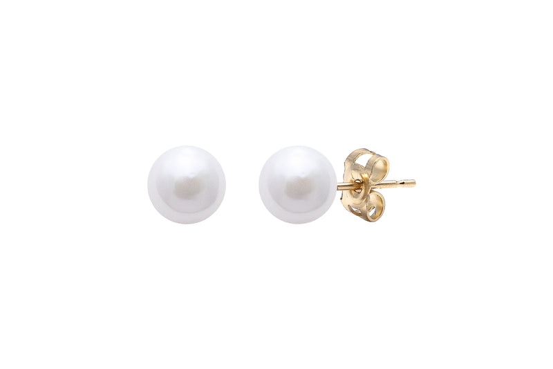 White Cultured Akoya Stud Earrings 6-6.5mm 9ct Yellow Gold ESCPYG6W