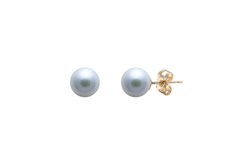 Grey Round Cultured River Pearl Stud Earrings 5-5.5mm 9ct Yellow Gold ESRGYG5