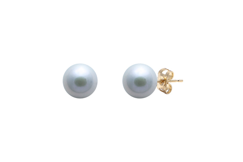 Grey Round Cultured River Pearl Stud Earrings ESRGYG6