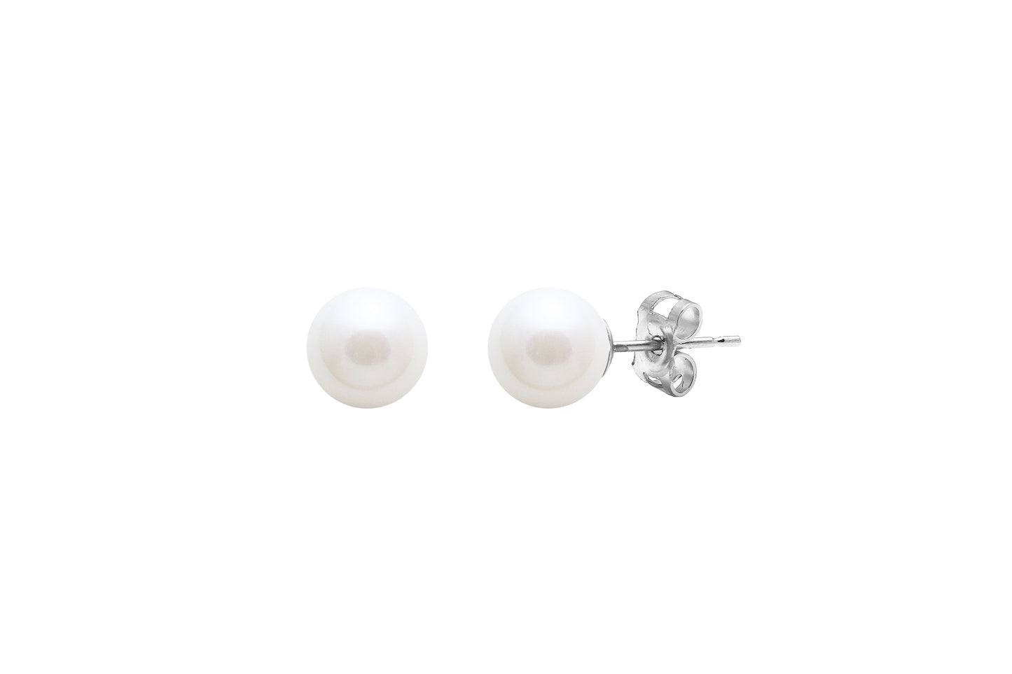 White Round Cultured River Pearl 5-5.5mm Stud Earrings ESRWSIL5