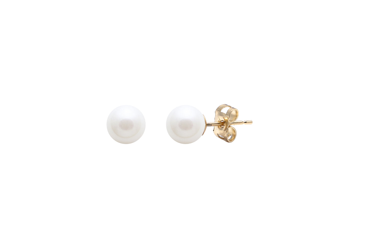 White Round Cultured River Pearl Stud Earrings 4.5-5mm 9ct Yellow Gold ESRWYG4.5