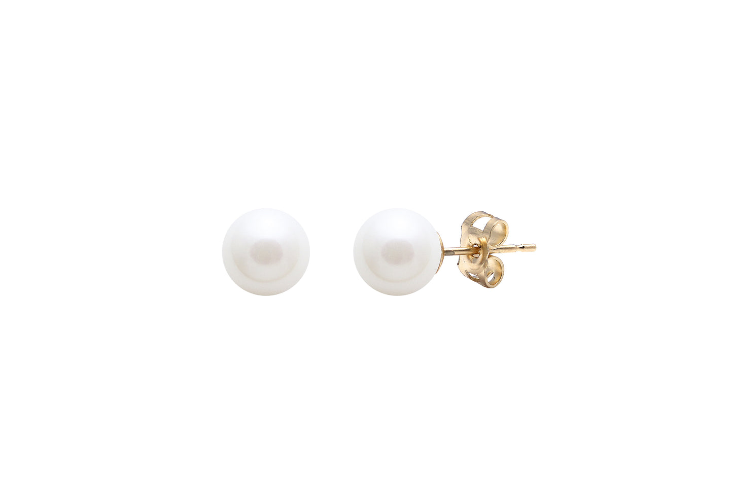 White Round Cultured River Pearl Stud Earrings 5-5.5mm 9ct Yellow Gold ESRWYG5