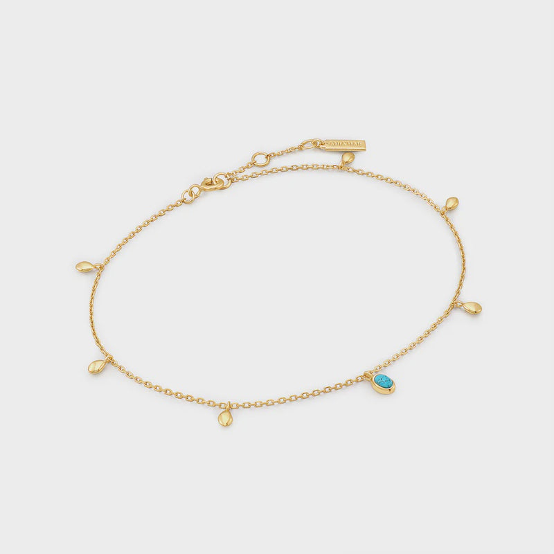 ANIA HAIE Gold Turquoise Drop Pendant Anklet F044-01G