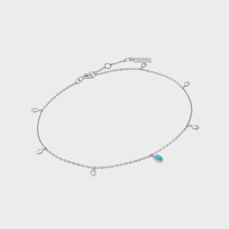 ANIA HAIE Silver Turquoise Drop Pendant Anklet F044-01H